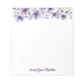 Boho  lavendel wilde bloem waterverf wit notitieblok (Voorkant)