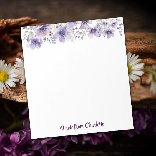 Boho  lavendel wilde bloem waterverf wit notitieblok