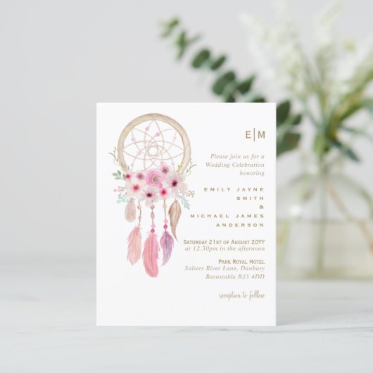 Boho Lavender Dream Catcher Pink Wedding (Staand voorkant)