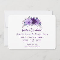 Boho Lavender Floral Plum Paars Save the Date