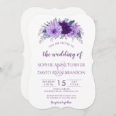 Boho Lavender Floral Plum Paars Wedding Kaart (Voorkant / Achterkant)