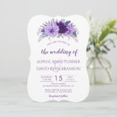 Boho Lavender Floral Plum Paars Wedding Kaart (Staand voorkant)