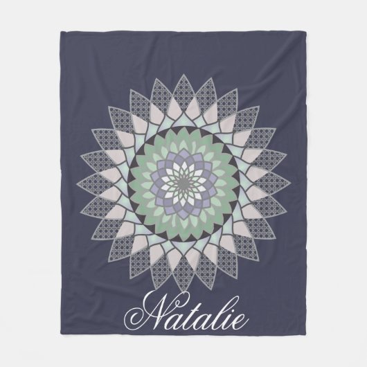 Boho Lavender Lotus Mandala Monogram Fleece Deken (Voorkant)