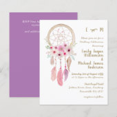 Boho Lavender Pink Dream Catcher Feathers Weddensc (Voorkant / Achterkant)