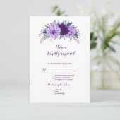 Boho Lavender Plum Floral Purple Mariage RSVP (Debout devant)