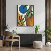 Boho Leaf Abstract Wall Art Digitaal Schilderen