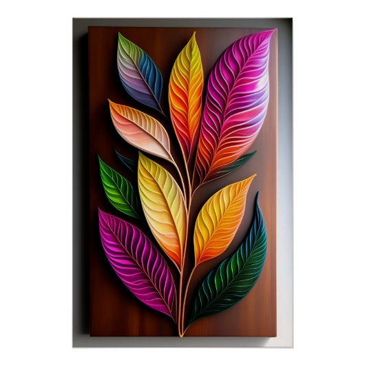 Boho Leaf Art: Abstracte wanddecoratie Perfect Poster (Voorkant)