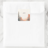 Boho Leaf Desert Cacti Succulent Vrijgezellenfeest Vierkante Sticker (Tas)