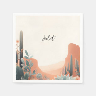 Boho Leaf Woestijn Cactussen Succulenten Bruidsdou Servet