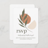 Boho Leafy Response RSVP Wedding Site Kaart (Voorkant / Achterkant)
