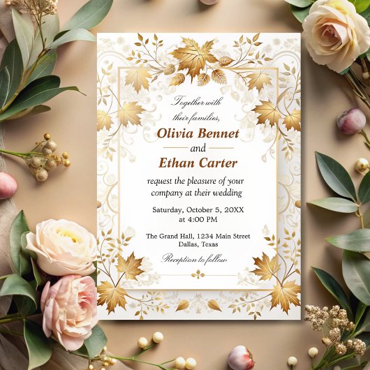 Boho  Leaves Rustic Herfst Terracotta Wedding Kaart