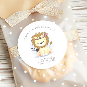 Boho Leeuw Tribale Waterverf Boheemse Baby Shower Ronde Sticker