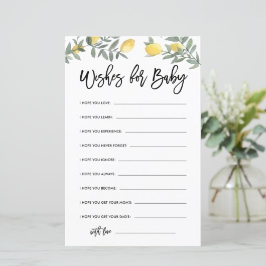 Boho Lemon Baby shower wil Baby Kaart (Staand voorkant)