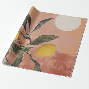 Boho Lemon Branch met Sun Minimalist Abstract (2) Cadeaupapier