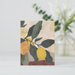 Boho Lemon Branch met Zon Abstracte Fruit Artwork Briefkaart