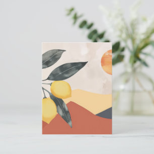 Boho Lemon Branch met zon minimalistische Abstract Briefkaart