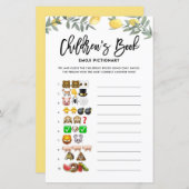 Boho Lemon Emoji Pictionary Books Baby shower Game (Voorkant / Achterkant)