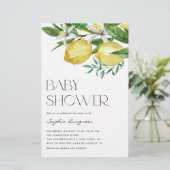 Boho Lemon en Blooms Baby shower Uitnodiging (Staand voorkant)