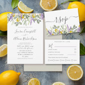 Boho Lemon & Lavender Foliing Faire-part de mariag