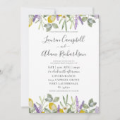 Boho Lemon & Lavender Foliing Faire-part de mariag (Devant)