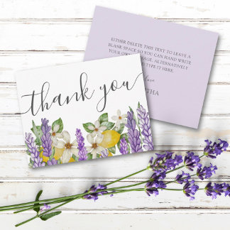 Boho Lemons & Lavendel Vrijgezellenfeest Dank u Bedankkaart