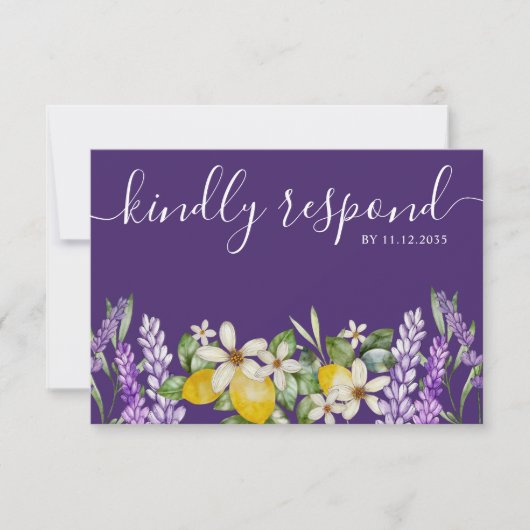Boho Lemons & Lavender Wedding RSVP (Devant)