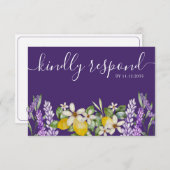 Boho Lemons & Lavender Wedding RSVP (Devant / Derrière)