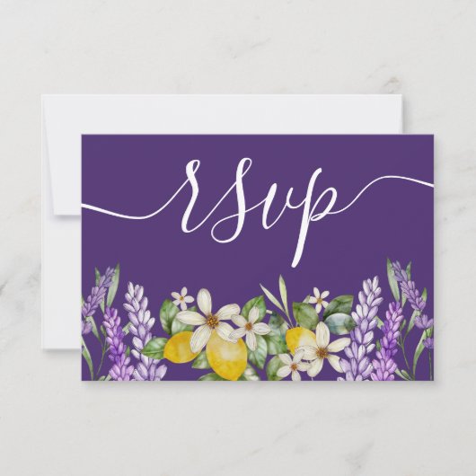 Boho Lemons & Lavender Wedding RSVP (Devant)