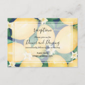 Boho Lemons op marineblauw leder bruiloft Informatiekaartje (Voorkant)