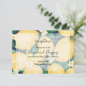 Boho Lemons op marineblauw leder bruiloft Informatiekaartje (Staand voorkant)