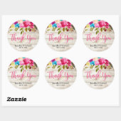 Boho Lente Roze Hout Bloemen Dank u Bruiloft Ronde Sticker (Vel)