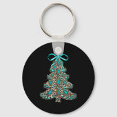 Boho Leopard Christmas Tree Cheetah Print Coquette Sleutelhanger (Voorkant)