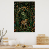 Boho Leopard Jungle Poster | Vintage Green (Cuisine)