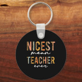 Boho Leopard Teacher Day Fun Leukste Mean Teacher  Sleutelhanger (Voorkant)