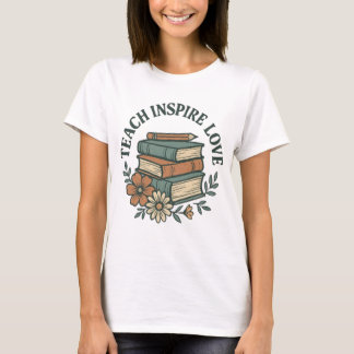 Boho leraarsshirt – Teach Inspire Love vintage T-shirt