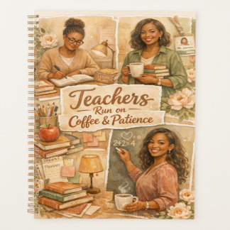 Boho-leraren lopen op koffie en geduld planner