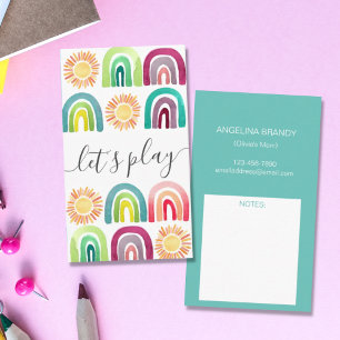 Boho Let's Play Rainbow & Suns Playdate mama Contactkaartje