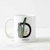 Boho Letter D Monogram | Monogram tropische cactus Koffiemok (Links)