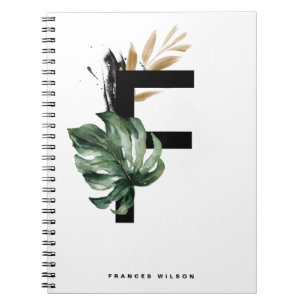 Boho Letter F Monogram Tropisch Monogram Notitieboek