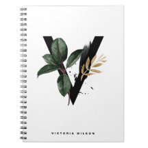 Boho Letter/Monogram Waterverf Tropische bladeren