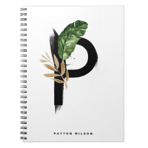 Boho Letter P Monogram Palm laat tropisch Notitieboek