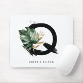 Boho Letter Q Monogram Tropisch Monstera Leaf Muismat (Met muis)