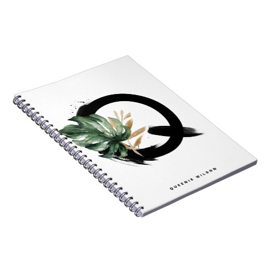 Boho Letter Q Monogram Tropisch Monstera Leaf Notitieboek (Rechterzijde)