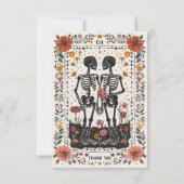 Boho Letterpress stijl skelet tarot bruiloft Bedankkaart (Achterkant)