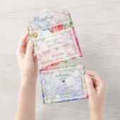 Boho levendige bloemen alles in één bruiloft uitno all in one uitnodiging (Afscheurbaar)