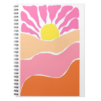 Boho lichtroze en oranje zonsondergang  notitieboek