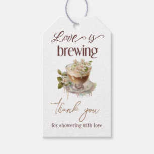 Boho Liefde Borrelt Florale Bruidsuitnodiging Brun Cadeaulabel
