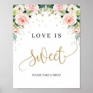 Boho-liefde is een zoet teken. Duw roze florale gr Poster