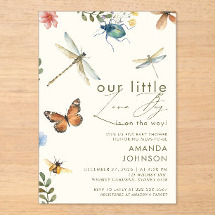 Boho Liefdeskever Insecten Libelle baby shower Acryl Uitnodigingen