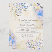 Boho Light Blue Floral Vrijgezellenfeest Invite Kaart (Voorkant / Achterkant)